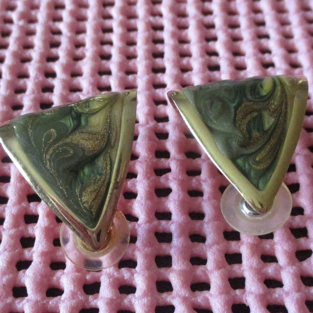 Vintage MultiColor Curved Pierced Earrings